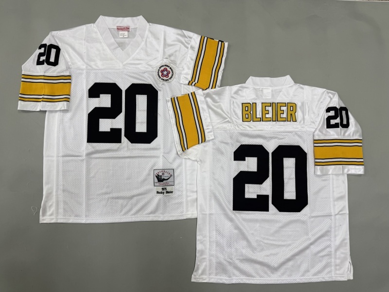 Men 2025 Pittsburgh Steelers #20 Bleier white Throwback Limited NFL Jersey style 002